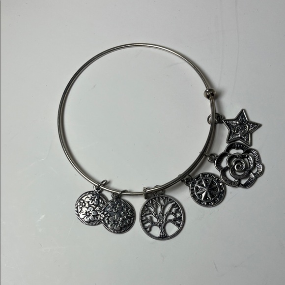 Alex and Ani Silver Charm Bracelet Tree of Life, Flowers , Star Motifs - Picture 1 of 2